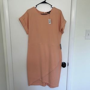 Peach midi sheath dress
